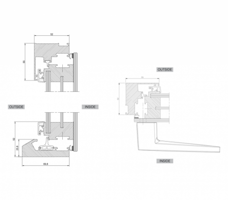 Zeroframe Window Glass-to-edge technical plan