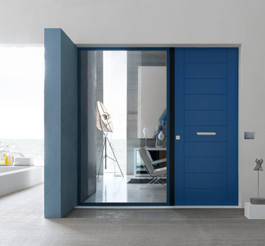 classic blue security door design
