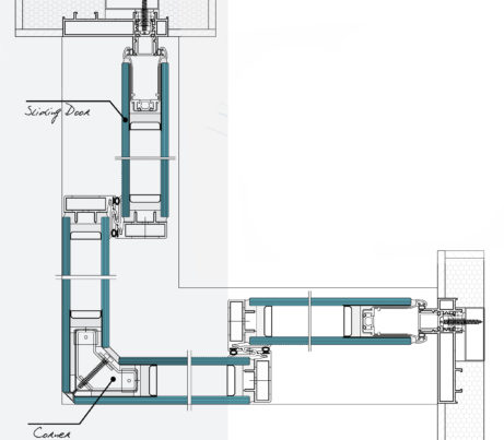 Plan technical drawing of Corner Window System