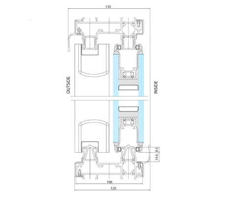 Side elevation technical drawing Sliding Door