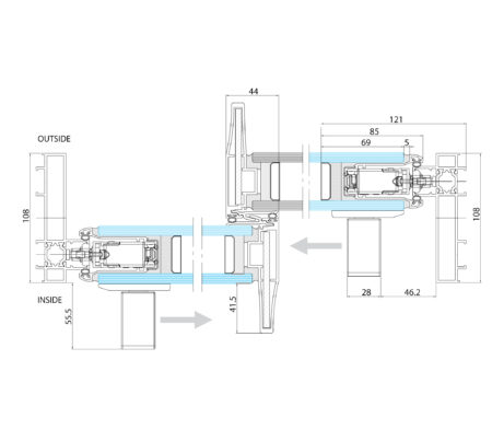 Plan technical drawing Sliding Door