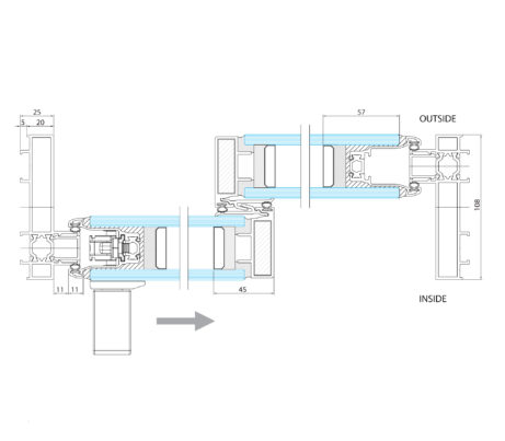 Plan technical drawing Sliding Door