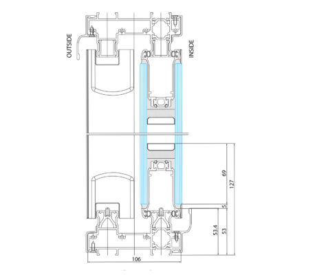 Side elevation technical drawing Standard Threshold