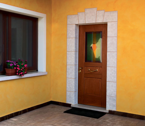 Security Door recessed with stone detail