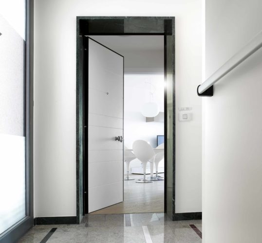 architecturally designed white security door