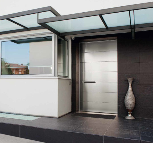 brushed steel oikos security door