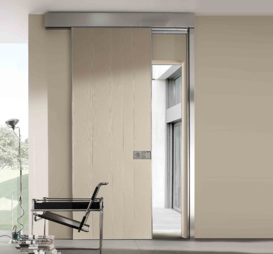 white sliding door with disability compliance