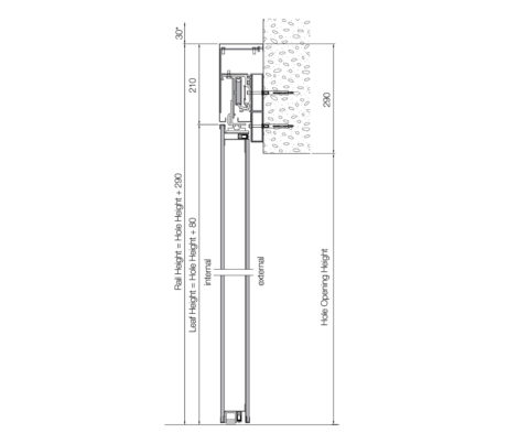 Side Elevation of Sliding Steel Security Door