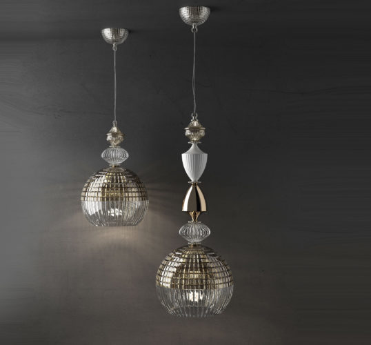 crystal and glass spherical lighting design