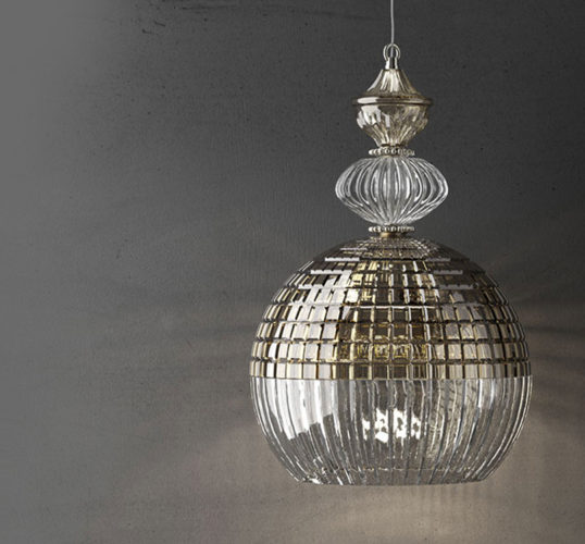 cut crystal and teak glass lamp