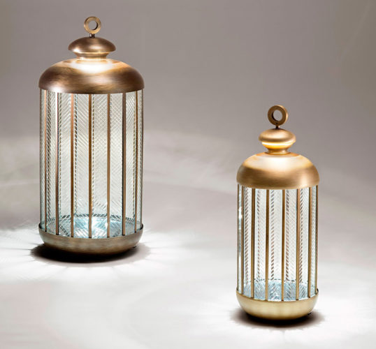 gol and bronze standing lanterns