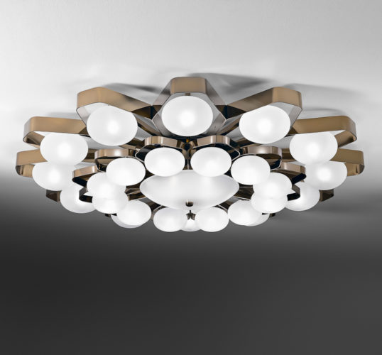 art glass and nickel ceiling lighting