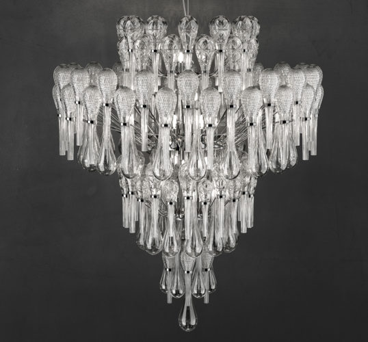 Cut-crystal four tier chandelier