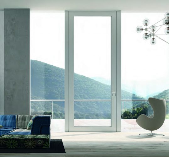 Oikos Doors Glass Pivot Door Nova Pearl White