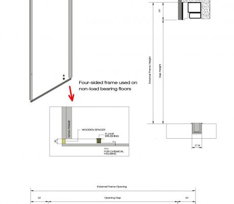 Bluebell Products Nova Glass Pivot Door Frame Detail Technical